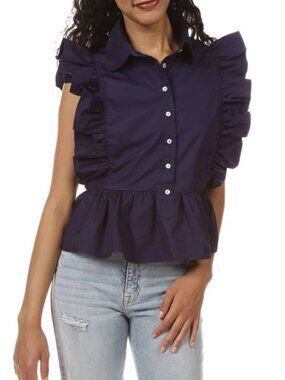 VON MAUR: Poplin Ruffle Shirt